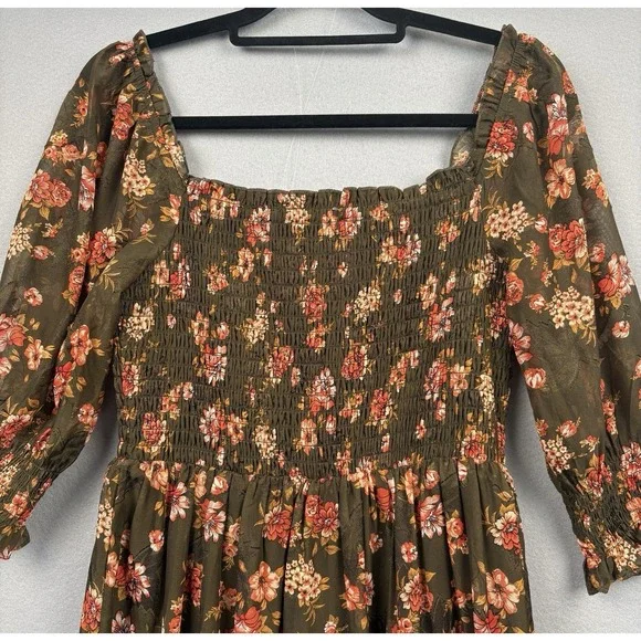 Baltic Born Olive Green Floral Maxi Dress with Pink Flowers - Picture 5 of 13